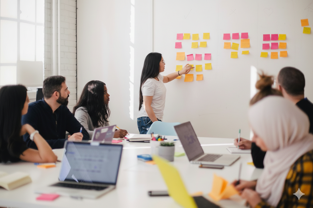 Jeunes entrepreneurs en réunion